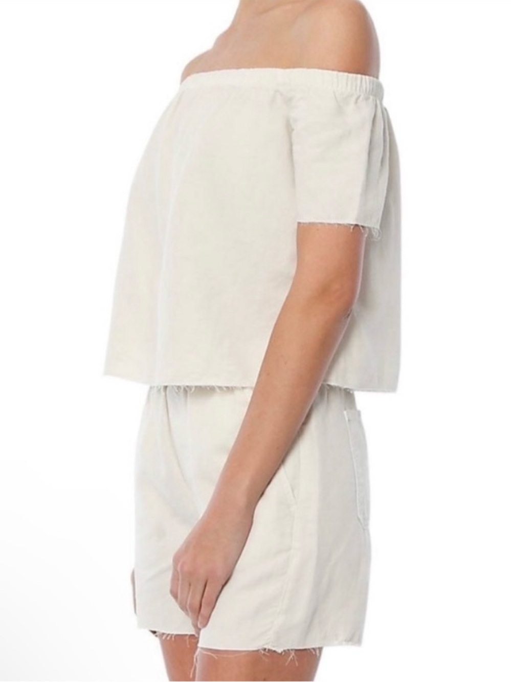 Mother Denim The Cold Shoulder Short Sleeve Top Dove White